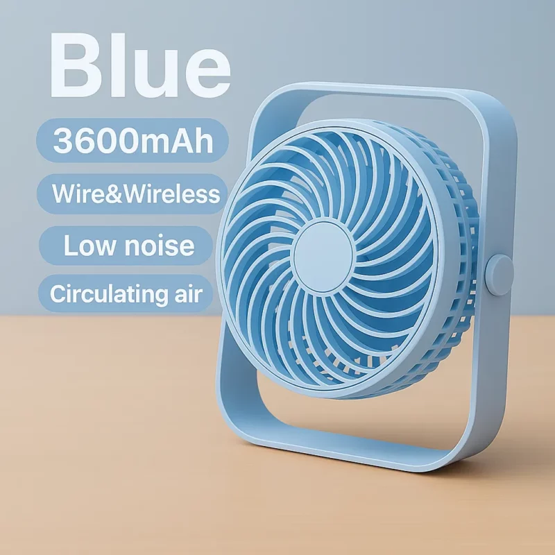 RTAKO D06 Desktop Dual-Layer Circulating Fan – Blue