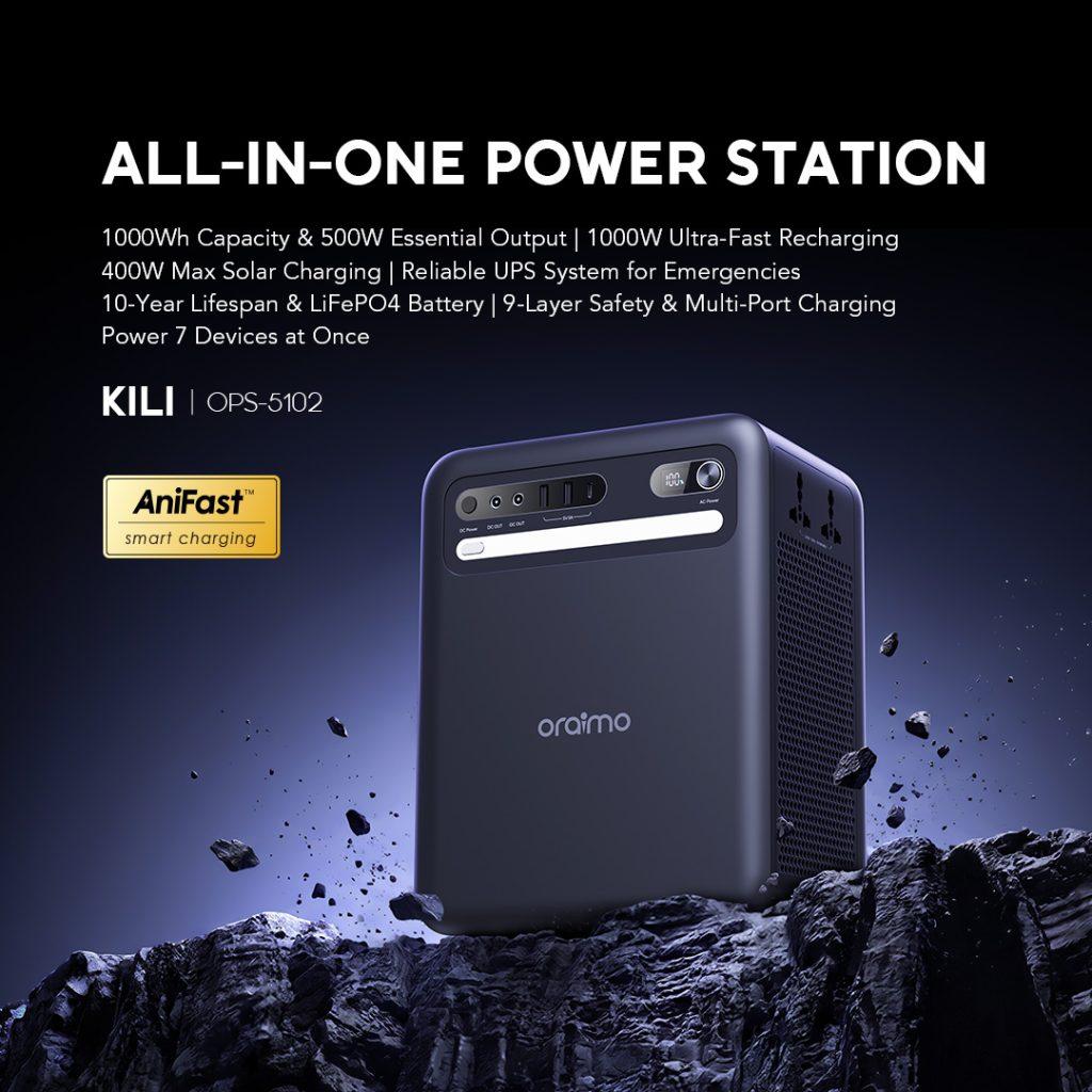 oraimo All-in-One Solar Power Station Inverter 500W, Lithium Battery 1000Wh angle 2