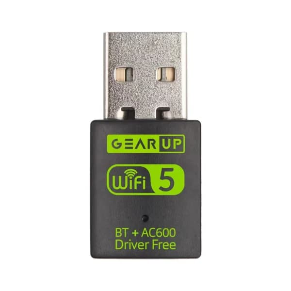 GearUP 600Mbps Dual Band WiFi + Bluetooth Adapter For Windows PC/Laptop- (Driver Free Version, WiFi Hotspot Supported, 2.4GHz + 5GHz) by GearUP - Gadgetntech Bangladesh