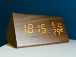 Triangle Wooden Style Digital Led Clock-Dark Wood by OEM - Gadgetntech Bangladesh