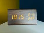 Triangle Wooden Style Digital Led Clock-Dark Wood angle 2