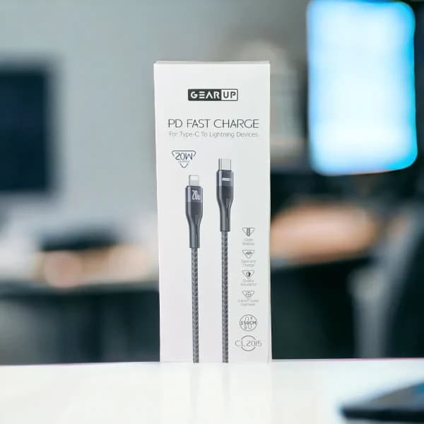 GearUP CL2015 Type-C to LIghtning 20W PD Fast Charging Cable & Data Cable 1.5m by GearUP - Gadgetntech Bangladesh