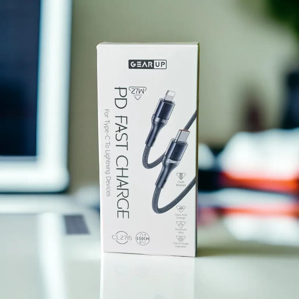 GearUP CL2715 Type-C to LIghtning 27W PD Fast Charging Cable & Data Cable 1.5m by GearUP - Gadgetntech Bangladesh
