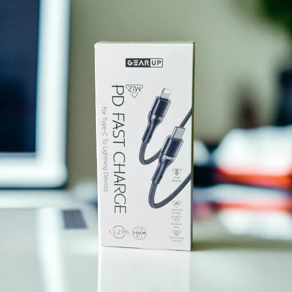 GearUP CL2715 Type-C to LIghtning 27W PD Fast Charging Cable & Data Cable 1.5m by GearUP - Gadgetntech Bangladesh