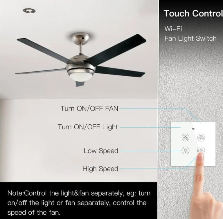 GearUP Wi-Fi Ceiling Fan Speed Controller & Light Switch — Smart TUYA / Smart Life App Control - (Without Remote) angle 2