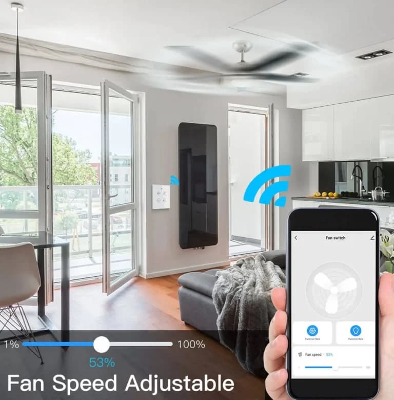 GearUP Wi-Fi Ceiling Fan Speed Controller & Light Switch — Smart TUYA/Smart Life App Control with Remote angle 2