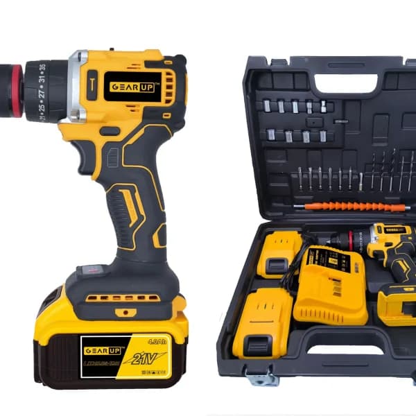 GearUP Cordless Powerful Hand Drill with Brushless Motor — (2 Lithium Battery Included) by GearUP - Gadgetntech Bangladesh