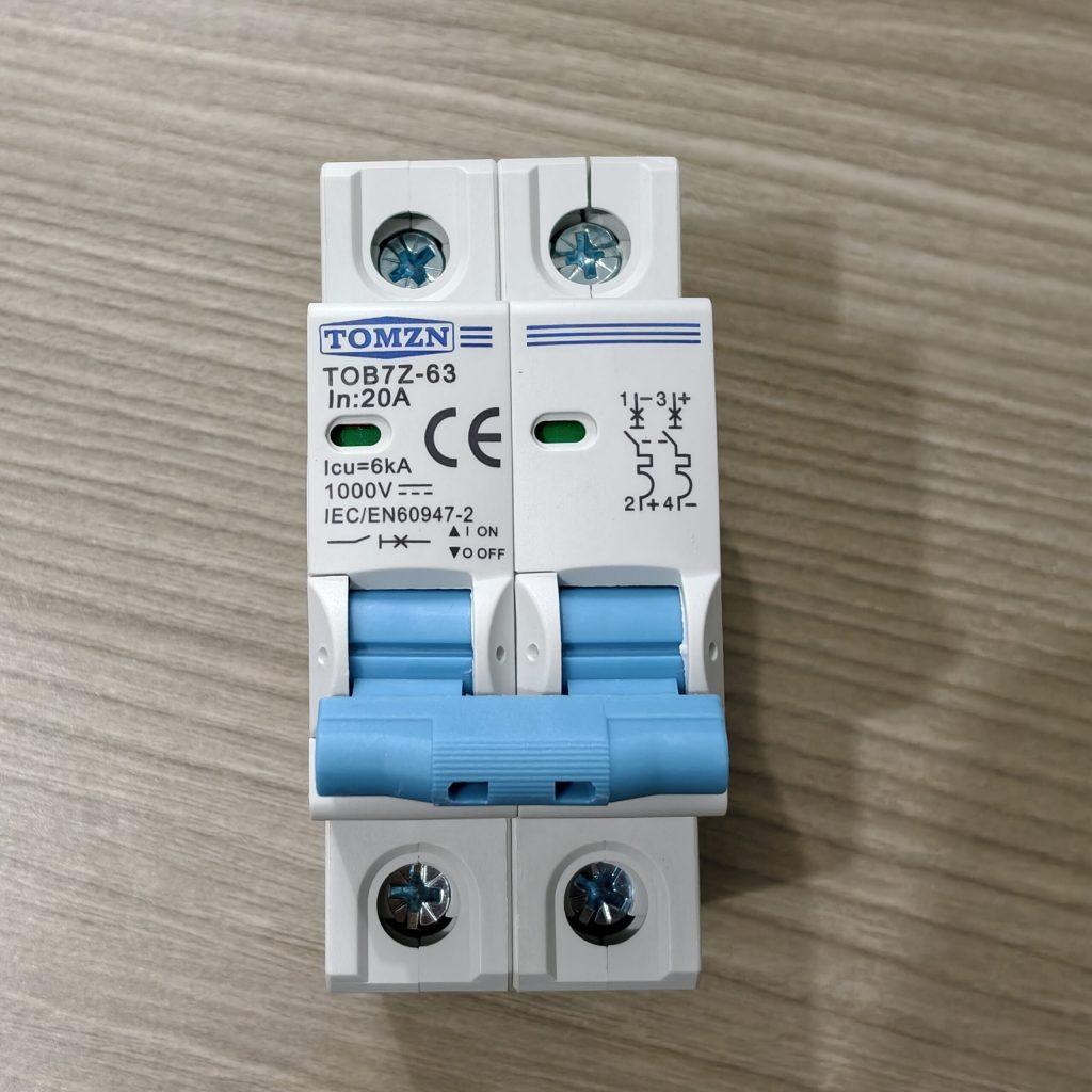 TOMZN 2P DC Circuit Breaker 20A- 12V-1000V Wide RangeDC MCB for PV System (TOMZN TOB7Z-63) by TOMZN - Gadgetntech Bangladesh