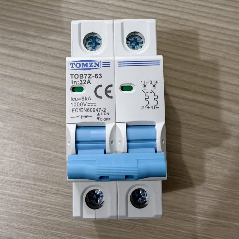 TOMZN 2P DC Circuit Breaker 32A- 12V-1000V Wide RangeDC MCB for PV System (TOMZN TOB7Z-63) by TOMZN - Gadgetntech Bangladesh