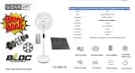 GearUP GP90 - 14 inch Premium Rechargeable LifePO4 + BLDC AC+ DC+ Solar Stand Fan (Without Solar Panel) angle 2