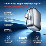 Smart Auto Stop Full Charging Adapter Overcharge Protection – AI Powered Auto Eject USB-C for Smartphone,Laptop Tablet by Smart - Gadgetntech Bangladesh
