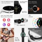 QCY Watch GT Smart Watch Retina AMOLED Display - Black Color
