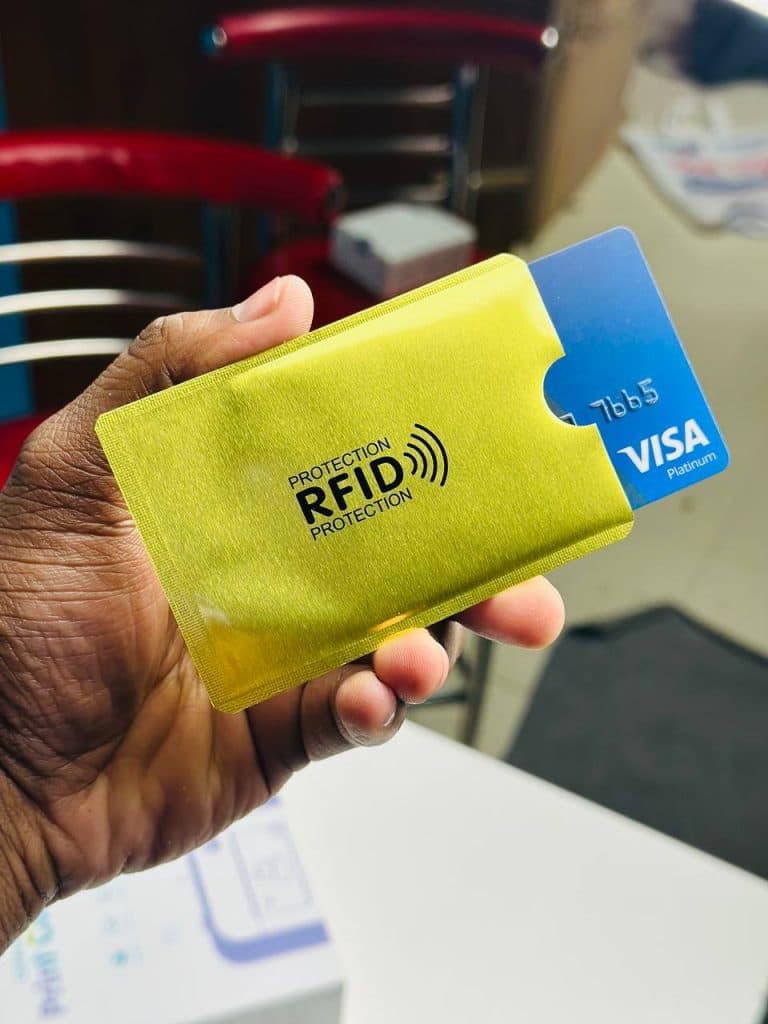 Anti Rfid Card Holder NFC Blocking Reader Case Protection Aluminium – 1pc - Golden