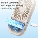 JISULIFE FA49 2000mAh USB Rechargeable Powerful Handheld Fan